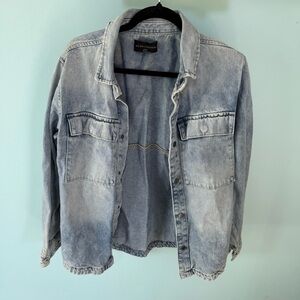 No Boundaries Men's Indigo Denim Vintage Wash Layering Shirt Jacket XS (30-32)